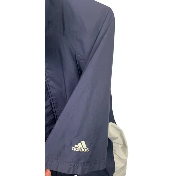 Adidas Windbreaker Jacket Men Medium M Golf Short Sleeve Blue Vintage Zip Button - Picture 4 of 9